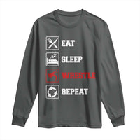 Eat Sleep Wrestle Repeat Long Sleeve Shirt Funny Wrestling Gym - Wonder Print Shop
