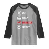 Eat Sleep Wrestle Repeat Raglan Shirt Funny Wrestling Gym - Wonder Print Shop