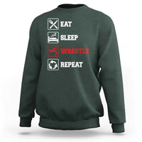 Eat Sleep Wrestle Repeat Sweatshirt Funny Wrestling Gym - Wonder Print Shop