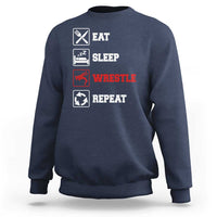 Eat Sleep Wrestle Repeat Sweatshirt Funny Wrestling Gym - Wonder Print Shop