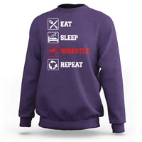 Eat Sleep Wrestle Repeat Sweatshirt Funny Wrestling Gym - Wonder Print Shop