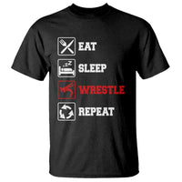 Eat Sleep Wrestle Repeat T Shirt Funny Wrestling Gym - Wonder Print Shop