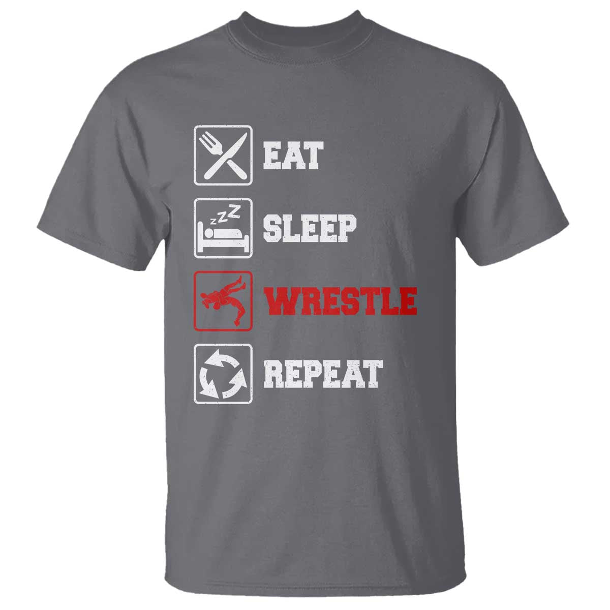 Eat Sleep Wrestle Repeat T Shirt Funny Wrestling Gym - Wonder Print Shop
