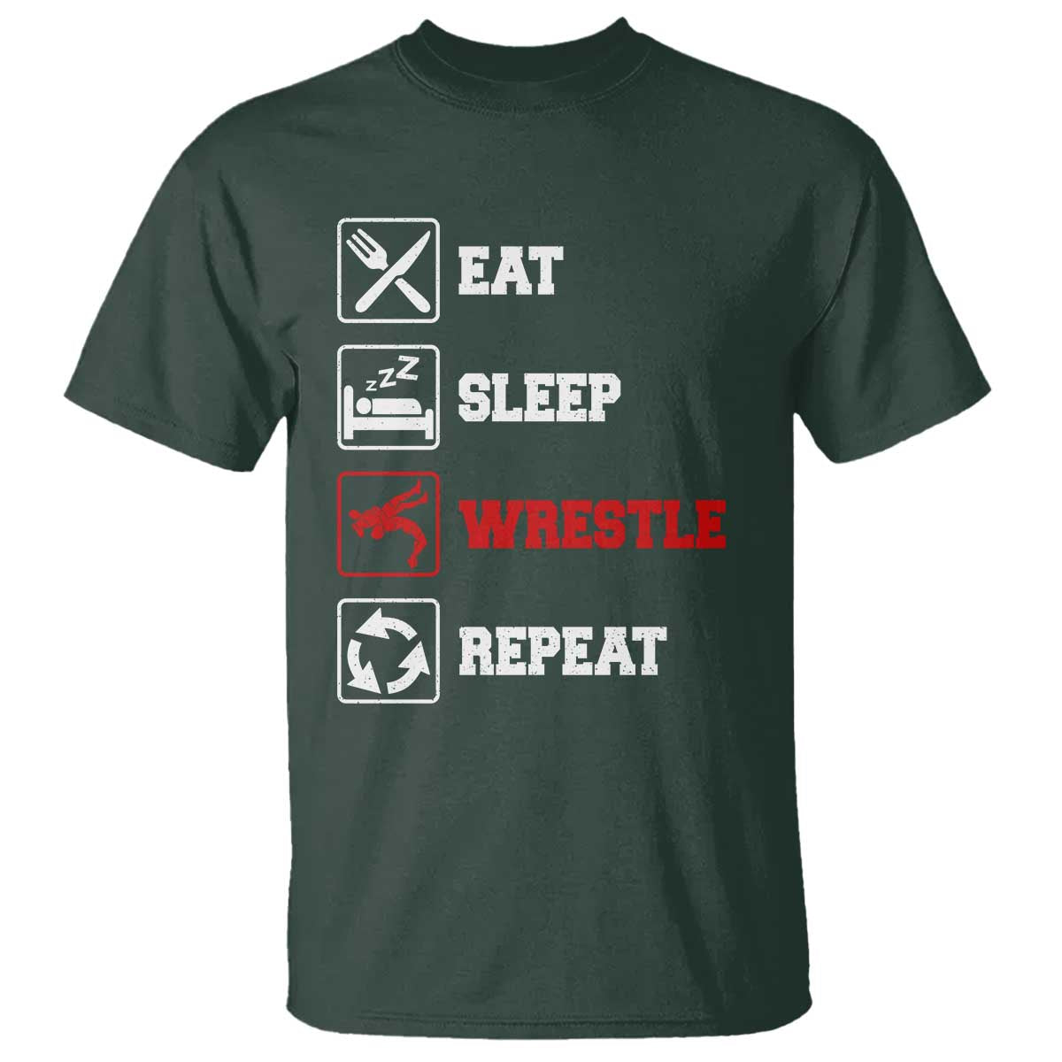 Eat Sleep Wrestle Repeat T Shirt Funny Wrestling Gym - Wonder Print Shop
