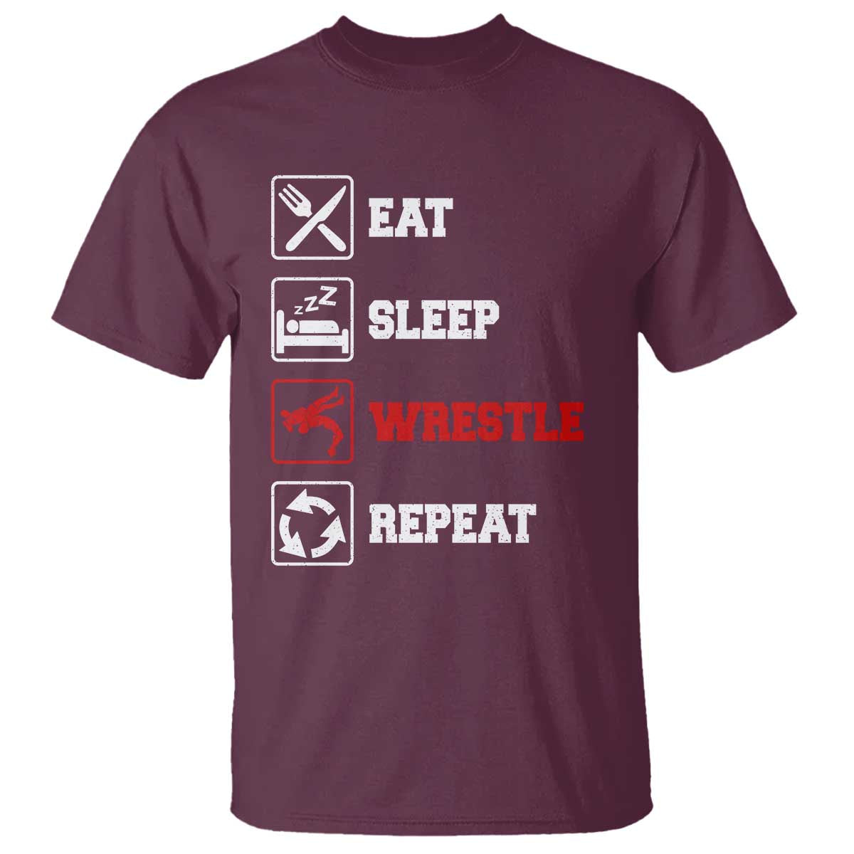 Eat Sleep Wrestle Repeat T Shirt Funny Wrestling Gym - Wonder Print Shop