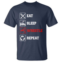 Eat Sleep Wrestle Repeat T Shirt Funny Wrestling Gym - Wonder Print Shop