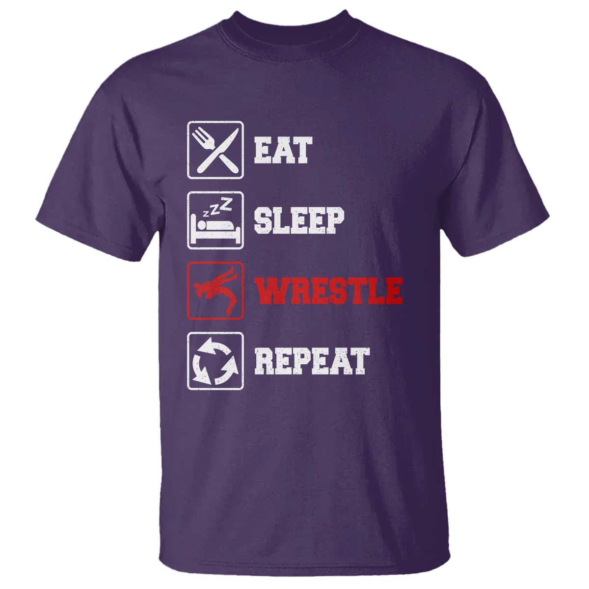 Eat Sleep Wrestle Repeat T Shirt Funny Wrestling Gym - Wonder Print Shop