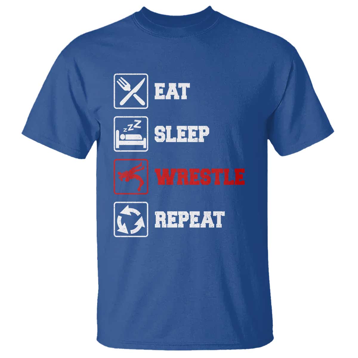 Eat Sleep Wrestle Repeat T Shirt Funny Wrestling Gym - Wonder Print Shop