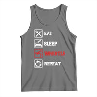 Eat Sleep Wrestle Repeat Tank Top Funny Wrestling Gym - Wonder Print Shop