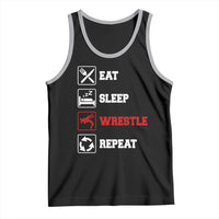Eat Sleep Wrestle Repeat Tank Top Funny Wrestling Gym - Wonder Print Shop