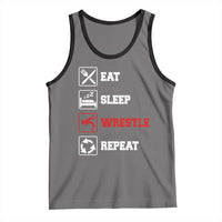 Eat Sleep Wrestle Repeat Tank Top Funny Wrestling Gym - Wonder Print Shop