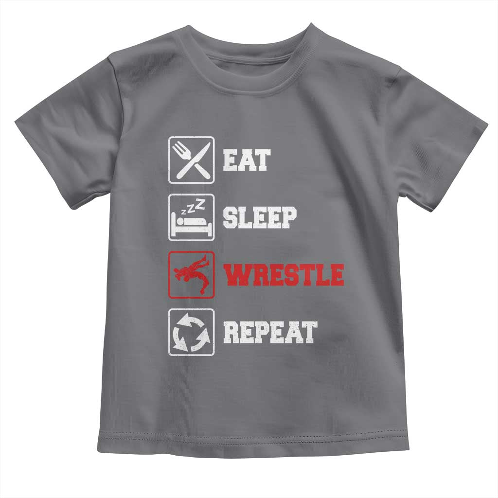 Eat Sleep Wrestle Repeat Toddler T Shirt Funny Wrestling Gym - Wonder Print Shop