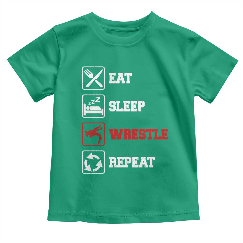 Eat Sleep Wrestle Repeat Toddler T Shirt Funny Wrestling Gym - Wonder Print Shop