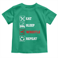 Eat Sleep Wrestle Repeat Toddler T Shirt Funny Wrestling Gym - Wonder Print Shop