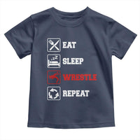 Eat Sleep Wrestle Repeat Toddler T Shirt Funny Wrestling Gym - Wonder Print Shop
