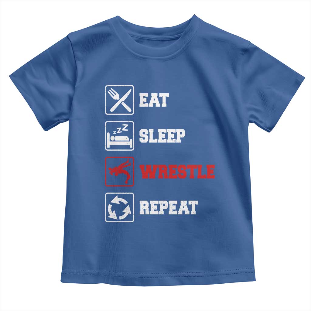 Eat Sleep Wrestle Repeat Toddler T Shirt Funny Wrestling Gym - Wonder Print Shop