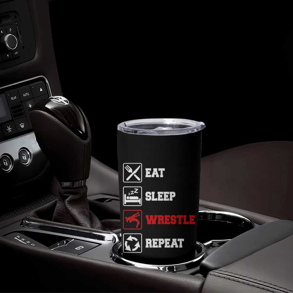 Eat Sleep Wrestle Repeat Tumbler Cup Funny Wrestling Gym - Wonder Print Shop