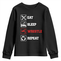 Eat Sleep Wrestle Repeat Youth Sweatshirt Funny Wrestling Gym - Wonder Print Shop