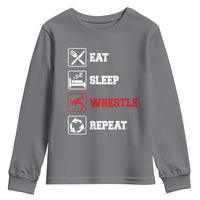 Eat Sleep Wrestle Repeat Youth Sweatshirt Funny Wrestling Gym - Wonder Print Shop