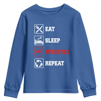 Eat Sleep Wrestle Repeat Youth Sweatshirt Funny Wrestling Gym - Wonder Print Shop