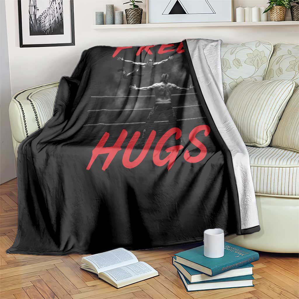 Free Hugs Wrestling Throw Blanket Funny Luchador Mexican Wrestler - Wonder Print Shop