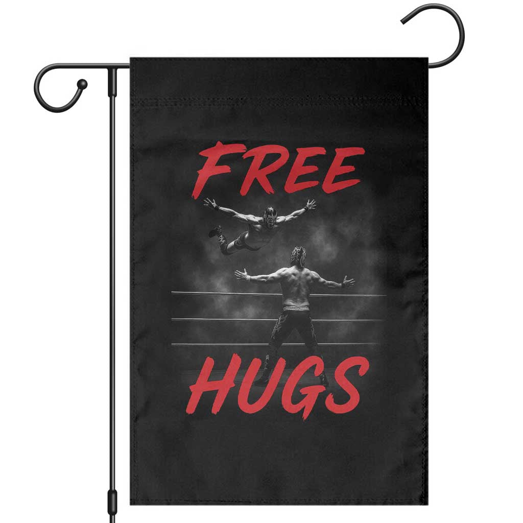 Free Hugs Wrestling Garden Flag Funny Luchador Mexican Wrestler - Wonder Print Shop