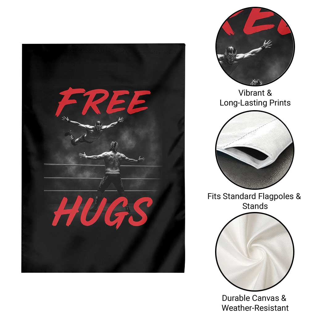 Free Hugs Wrestling Garden Flag Funny Luchador Mexican Wrestler - Wonder Print Shop