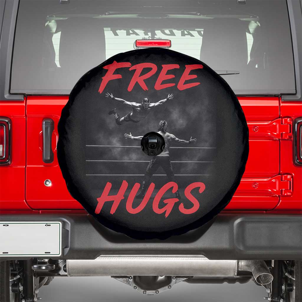 Free Hugs Wrestling Spare Tire Cover Funny Luchador Mexican Wrestler - Wonder Print Shop
