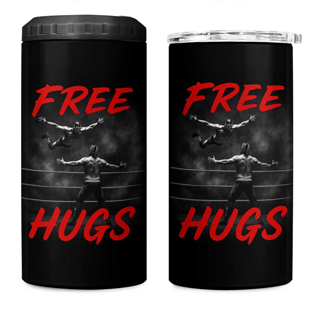 Free Hugs Wrestling 4 in 1 Can Cooler Tumbler Funny Luchador Mexican Wrestler - Wonder Print Shop