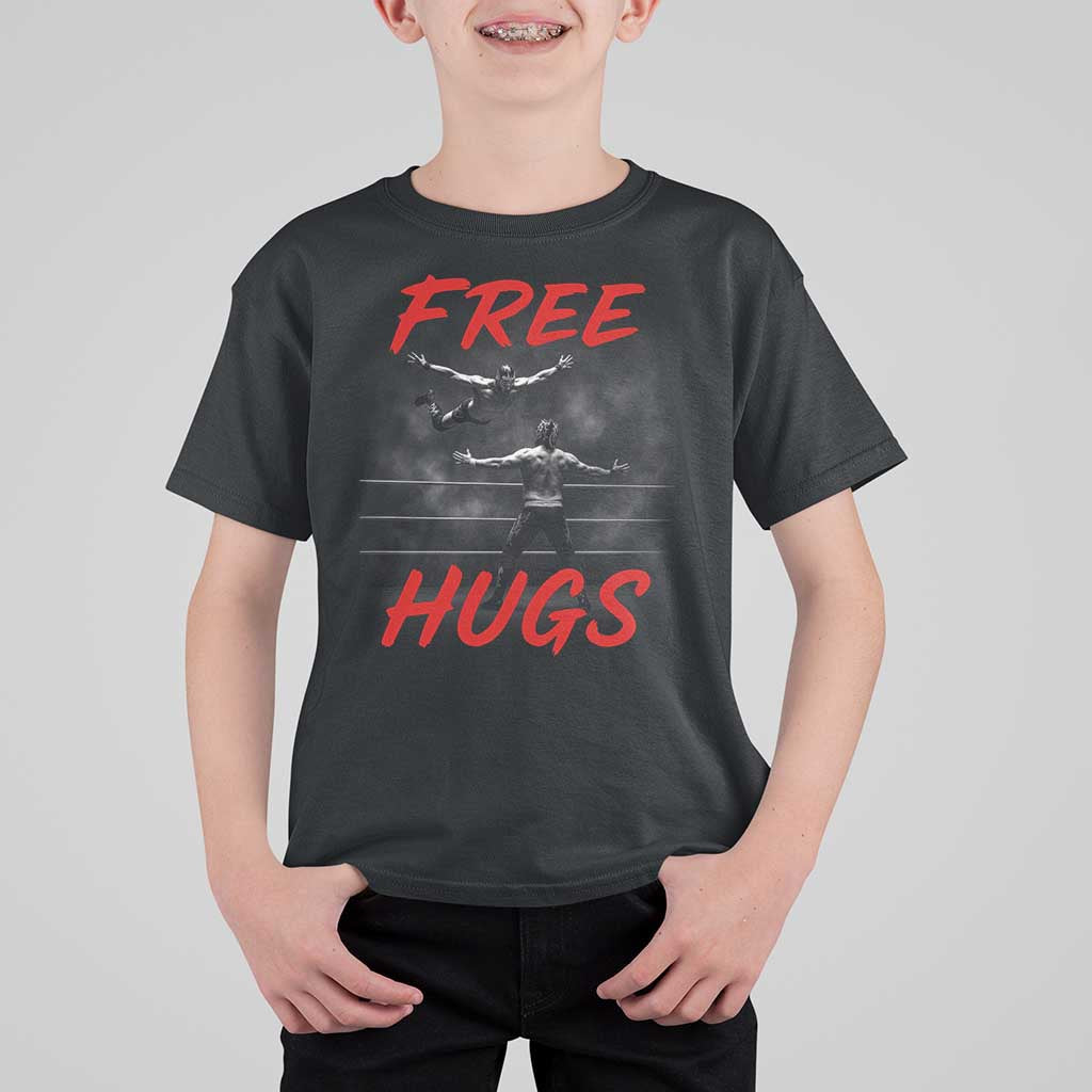 Free Hugs Wrestling T Shirt For Kid Funny Luchador Mexican Wrestler - Wonder Print Shop