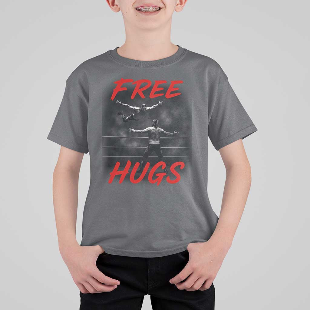 Free Hugs Wrestling T Shirt For Kid Funny Luchador Mexican Wrestler - Wonder Print Shop