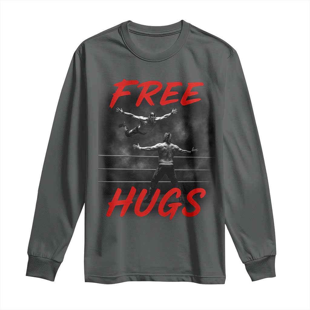 Free Hugs Wrestling Long Sleeve Shirt Funny Luchador Mexican Wrestler - Wonder Print Shop