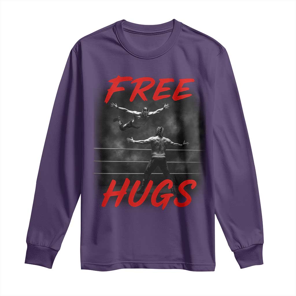 Free Hugs Wrestling Long Sleeve Shirt Funny Luchador Mexican Wrestler - Wonder Print Shop