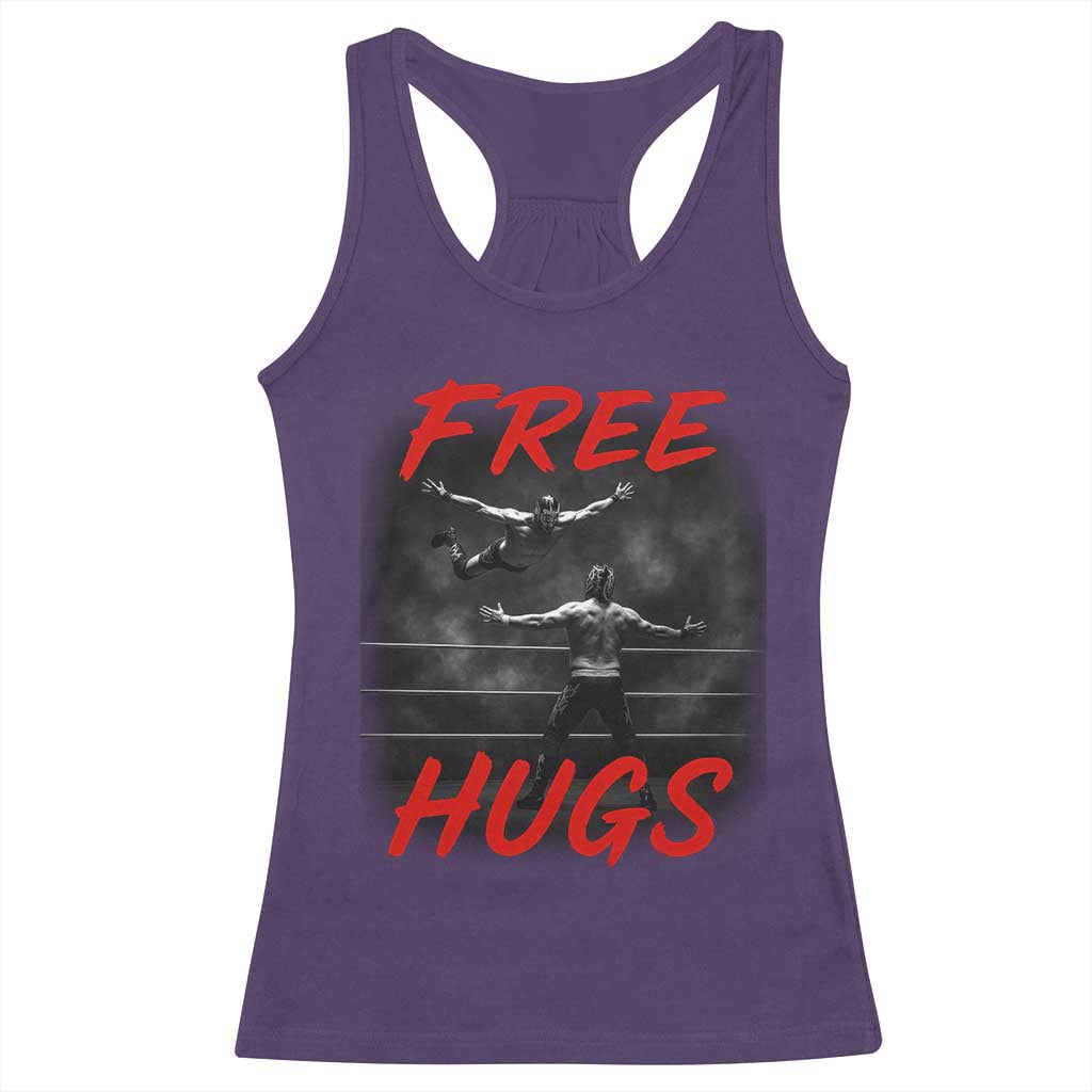 Free Hugs Wrestling Racerback Tank Top Funny Luchador Mexican Wrestler - Wonder Print Shop