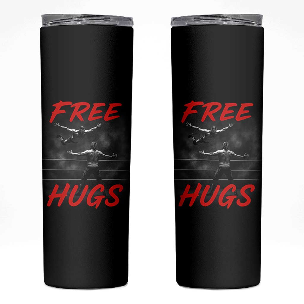 Free Hugs Wrestling Skinny Tumbler Funny Luchador Mexican Wrestler - Wonder Print Shop