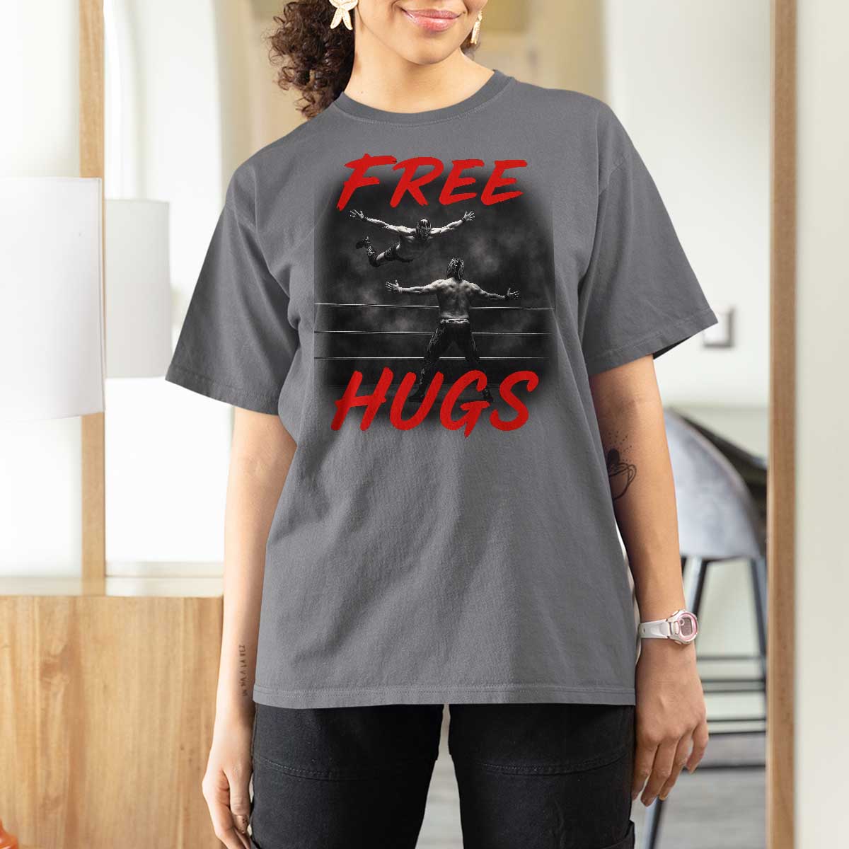 Free Hugs Wrestling T Shirt For Women Funny Luchador Mexican Wrestler - Wonder Print Shop