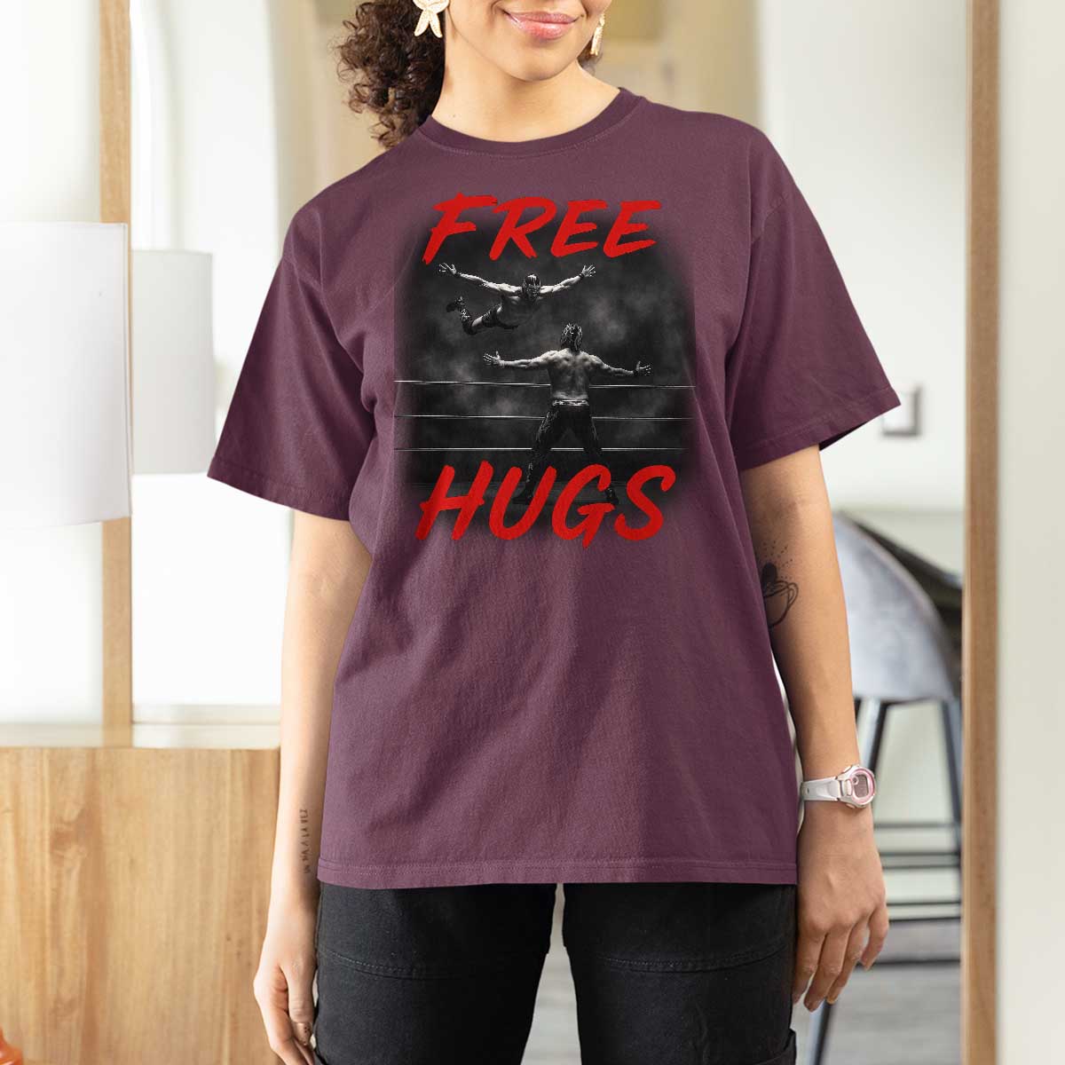 Free Hugs Wrestling T Shirt For Women Funny Luchador Mexican Wrestler - Wonder Print Shop