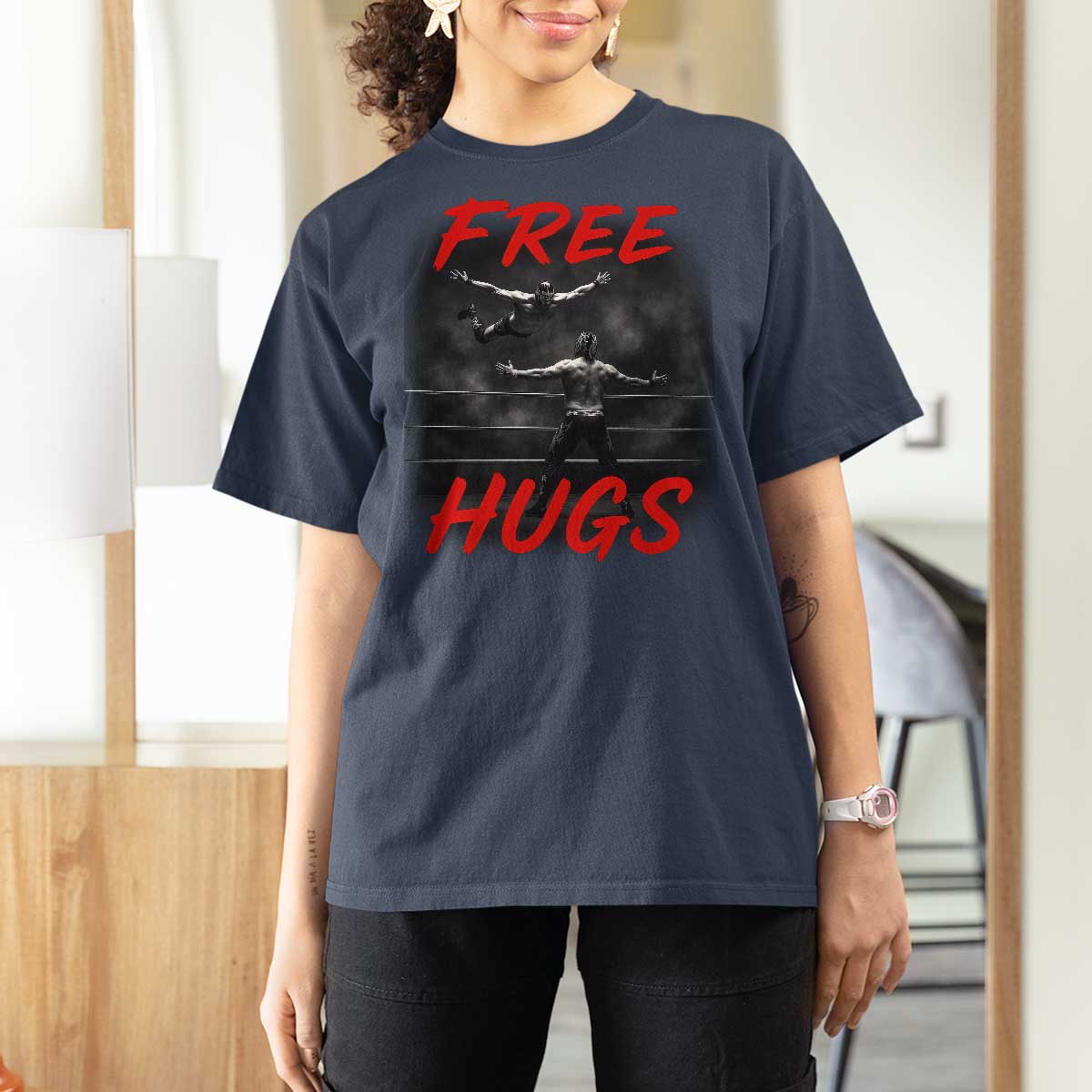 Free Hugs Wrestling T Shirt For Women Funny Luchador Mexican Wrestler - Wonder Print Shop