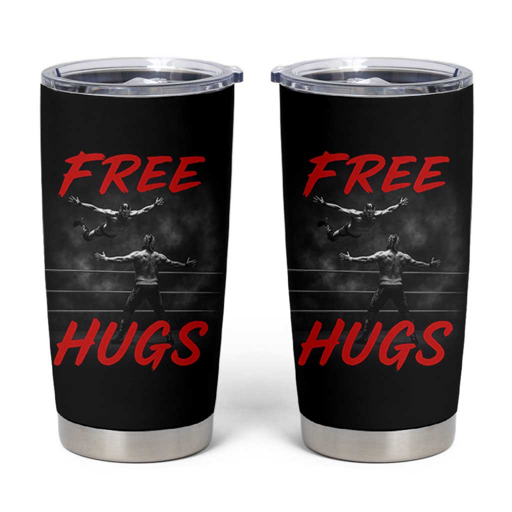 Free Hugs Wrestling Tumbler Cup Funny Luchador Mexican Wrestler - Wonder Print Shop