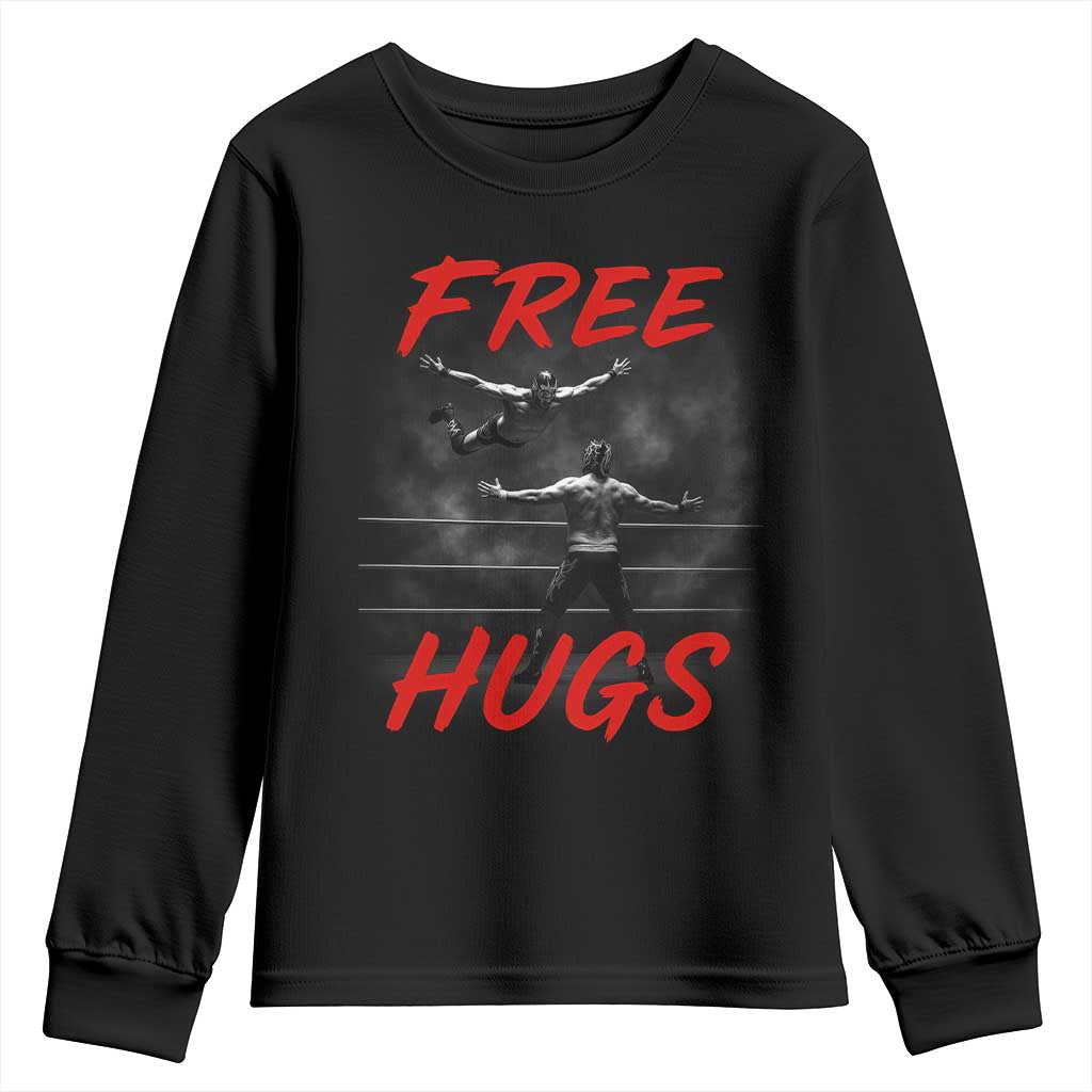 Free Hugs Wrestling Youth Sweatshirt Funny Luchador Mexican Wrestler - Wonder Print Shop