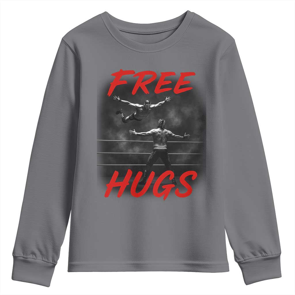 Free Hugs Wrestling Youth Sweatshirt Funny Luchador Mexican Wrestler - Wonder Print Shop