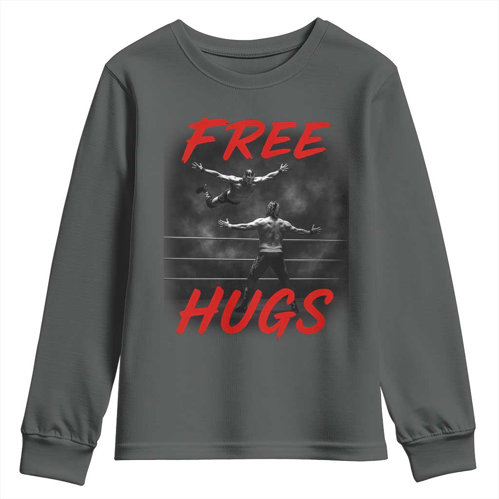 Free Hugs Wrestling Youth Sweatshirt Funny Luchador Mexican Wrestler - Wonder Print Shop