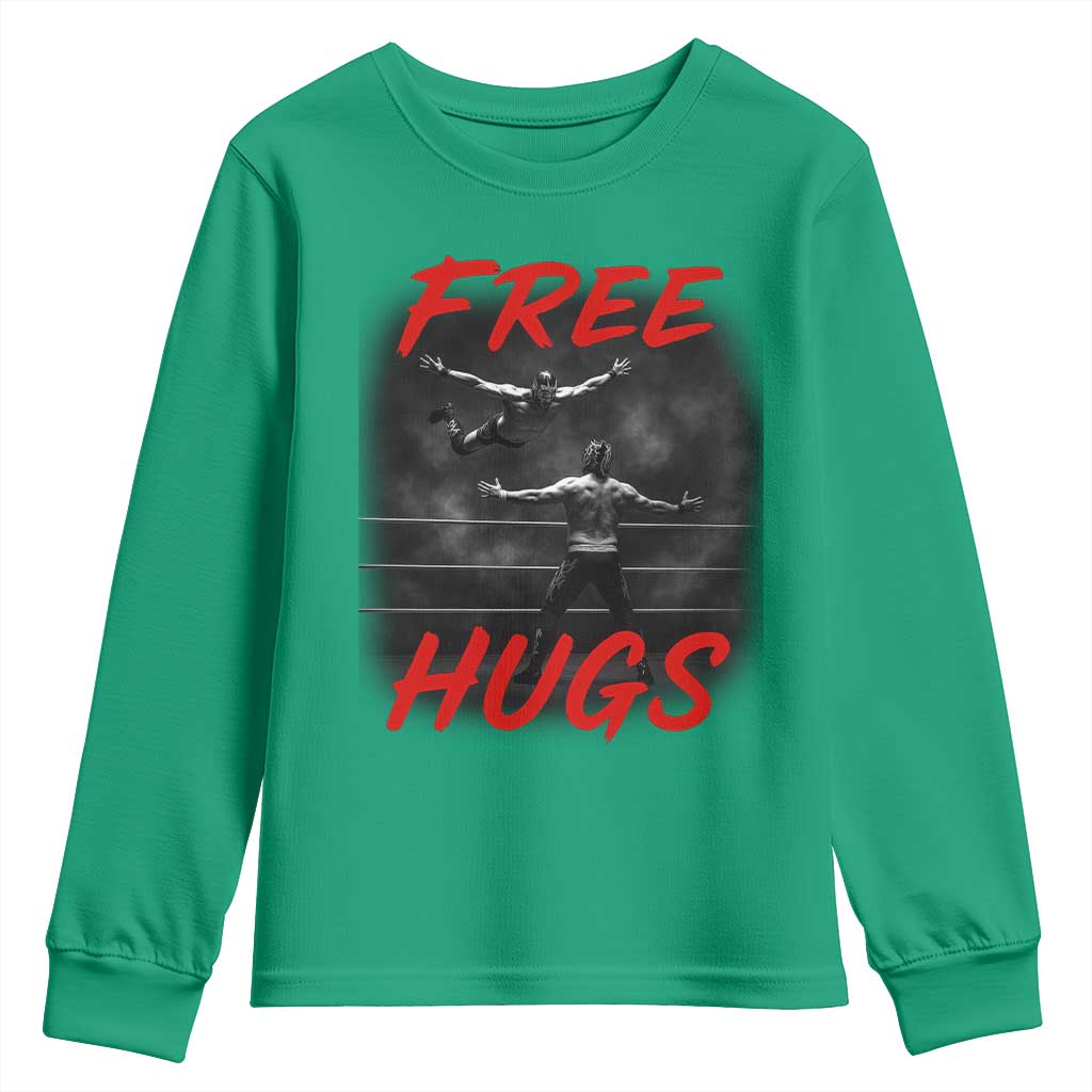 Free Hugs Wrestling Youth Sweatshirt Funny Luchador Mexican Wrestler - Wonder Print Shop