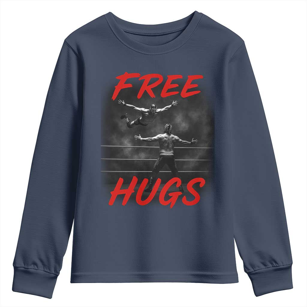 Free Hugs Wrestling Youth Sweatshirt Funny Luchador Mexican Wrestler - Wonder Print Shop
