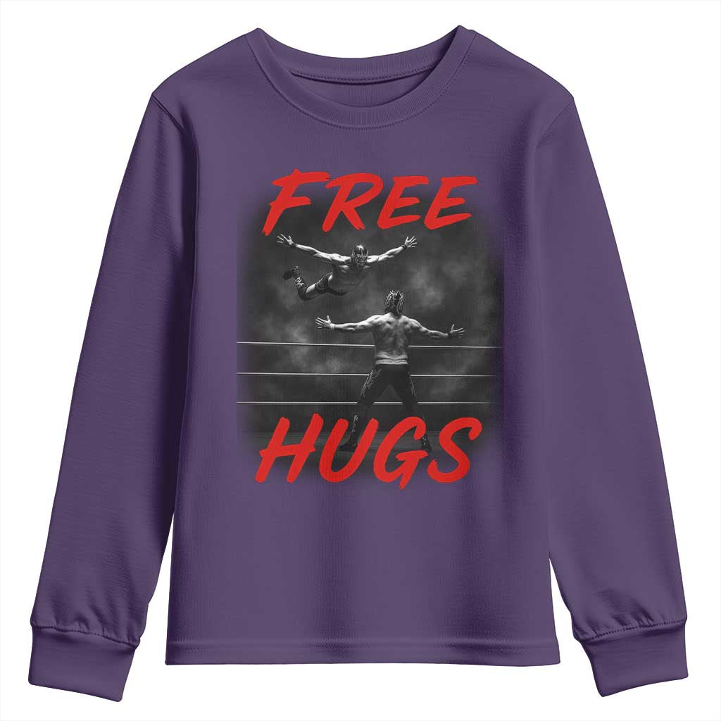 Free Hugs Wrestling Youth Sweatshirt Funny Luchador Mexican Wrestler - Wonder Print Shop