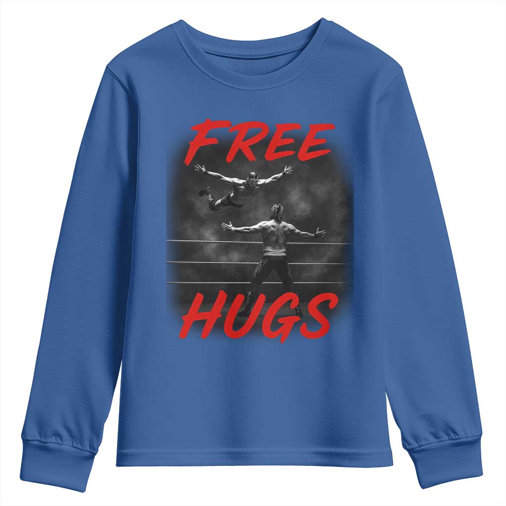 Free Hugs Wrestling Youth Sweatshirt Funny Luchador Mexican Wrestler - Wonder Print Shop