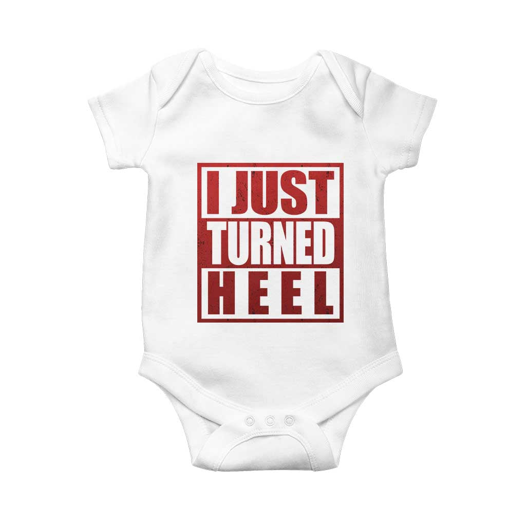 I Just Turned Heel Baby Onesie Pro Wrestling Retro Distressed - Wonder Print Shop