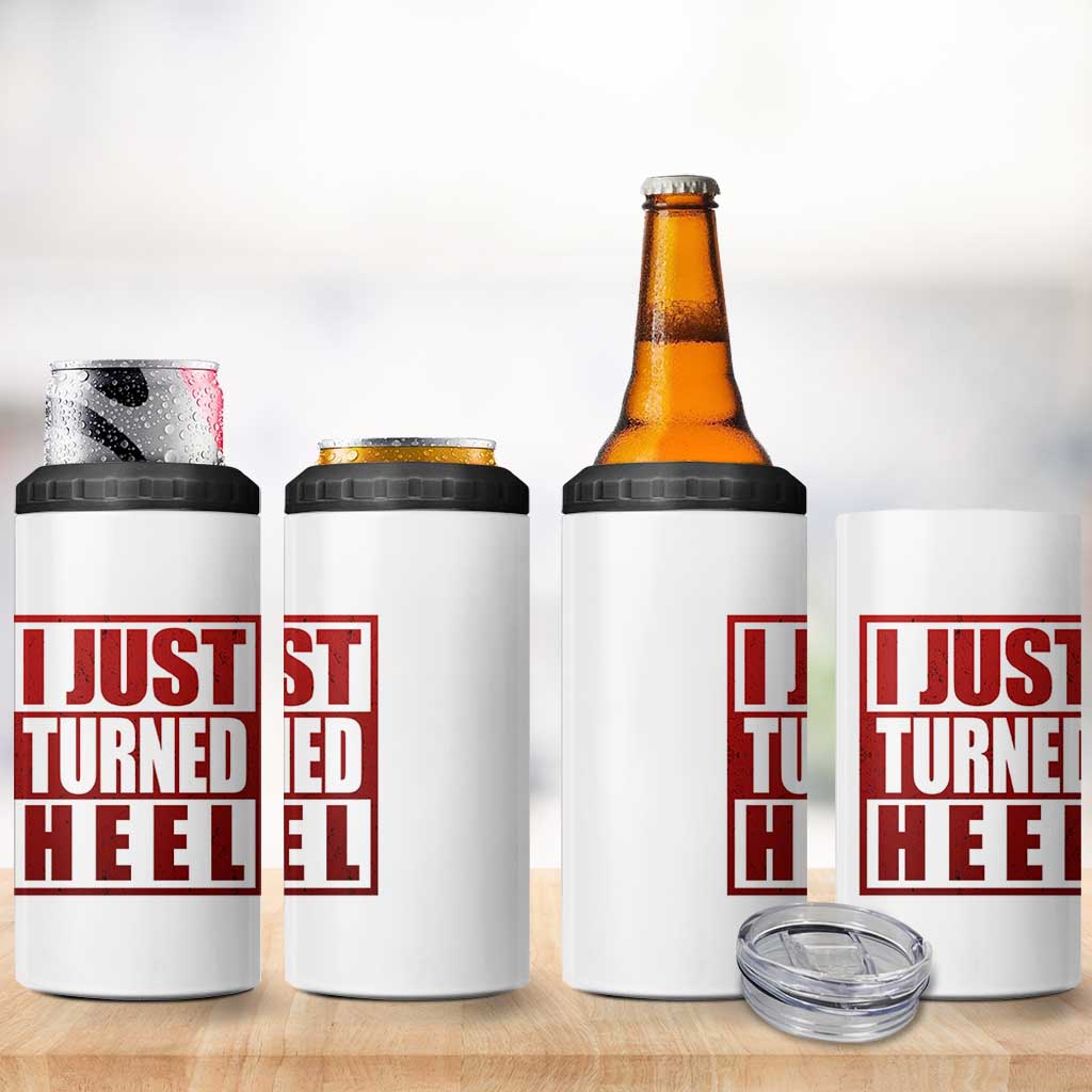 I Just Turned Heel 4 in 1 Can Cooler Tumbler Pro Wrestling Retro Distressed - Wonder Print Shop