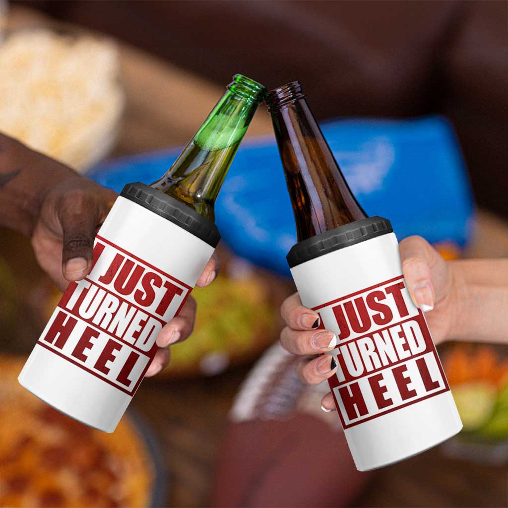 I Just Turned Heel 4 in 1 Can Cooler Tumbler Pro Wrestling Retro Distressed - Wonder Print Shop