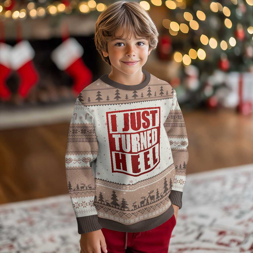 I Just Turned Heel Ugly Christmas Sweater Pro Wrestling Retro Distressed - Wonder Print Shop